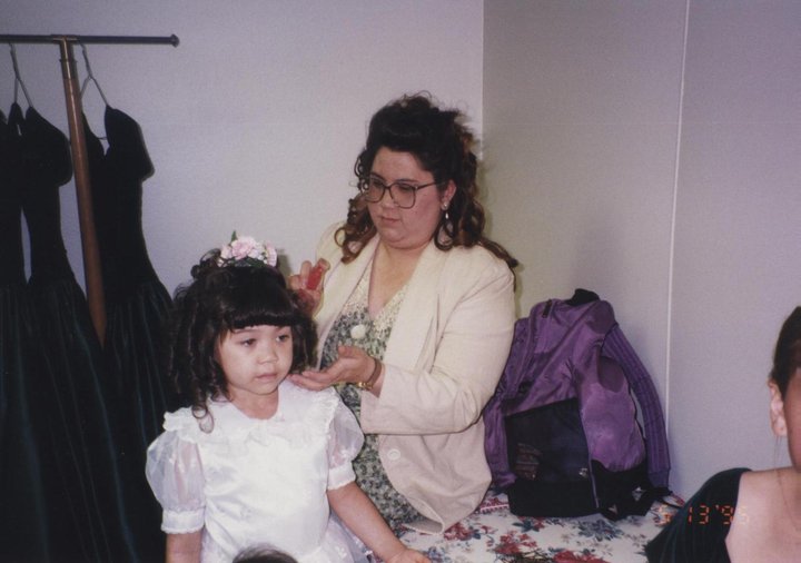 Maggie fixing Tasha’s hair. 5/13/1995